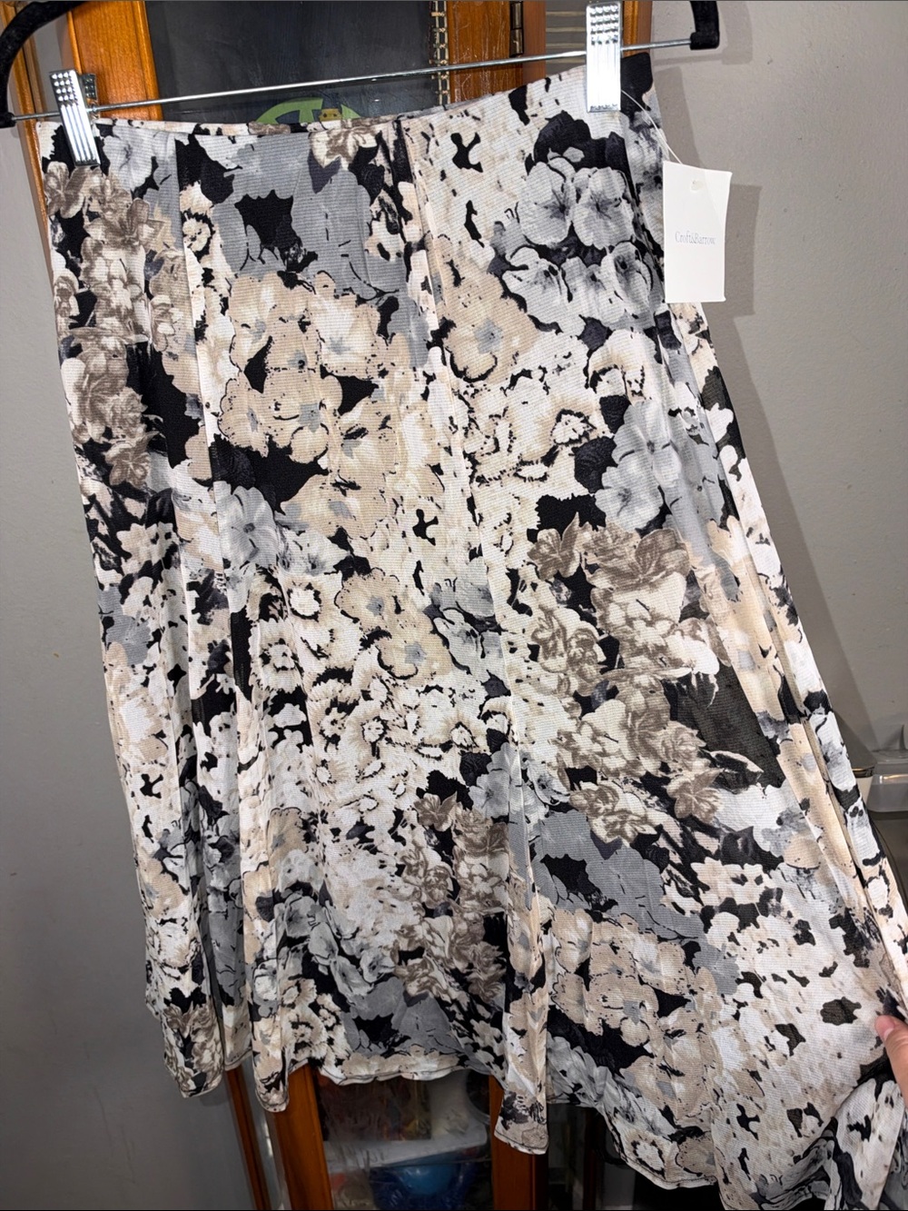 croft & barrow Black, Gray, Cream Floral A-Line Skirt